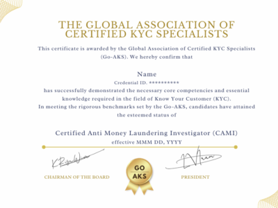 Globally Certified Anti Money Laundering Investigator (G-CAMI)