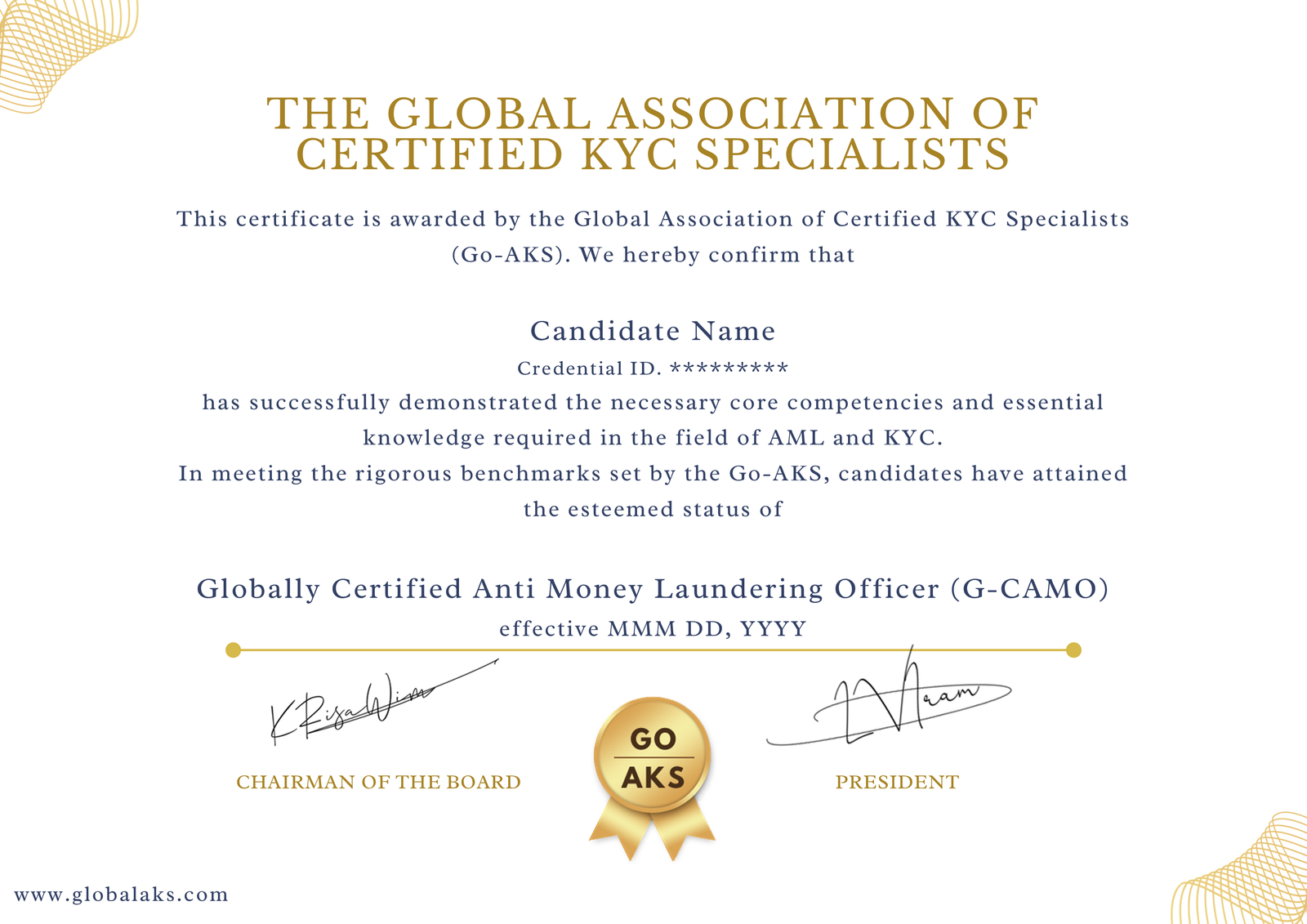 G-CAMO Certification – Globally Recognized AML Certification G-CAMO Certification – Globally Recognized AML Certification