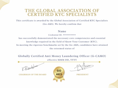 Globally Certified Anti Money Laundering Officer (G-CAMO)